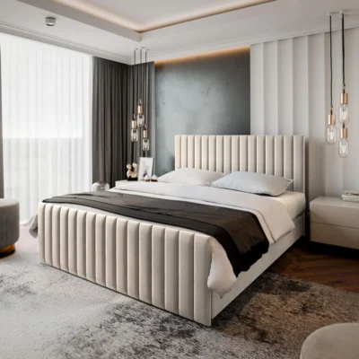 MASSENO Boxspringbett ARION in Beige, Liegefläche 140x200 cm – mit Bettkasten